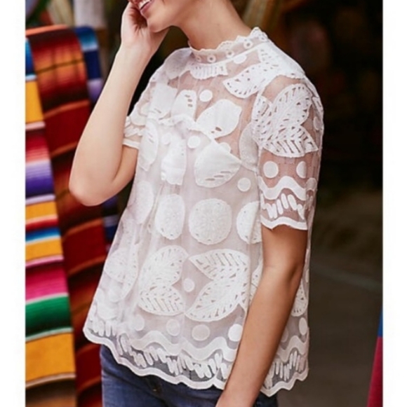 HD in Paris Tops - Anthropologie HD in Paris Lemon Lace Top